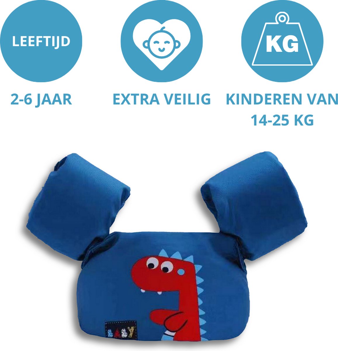 Puddle Jumper - Dino Blauw - 2 tot 6 jaar - Zwemvest kinderen — afbeelding 2