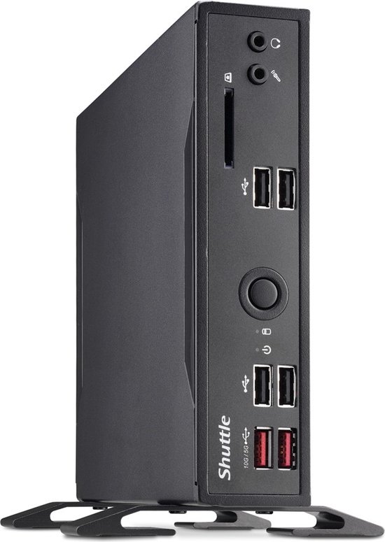 Shuttle XPC slim Barebone DS20U3V2, i3-10110U, 2x LAN (1xGbit, 1x 2.5Gbit), 1xCOM, 1xHDMI, 1xDP, ventilatorloos , 24/7 permanent gebruik, 1,3L maat pc, Mini PC barebone, Intel SoC, DDR4-SDRAM, PCI Express, SATA III, 65 W