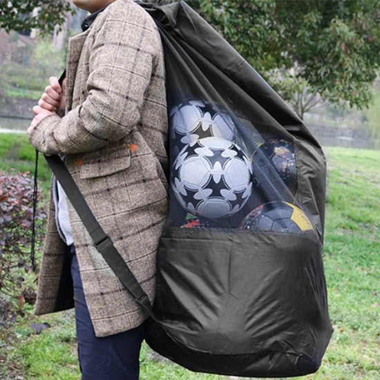 BROTOU Ballennet voor 10-15 ballen, grote voetbal tas met trekkoord en