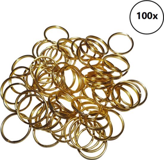 &ERGY Sleutelringen 20 mm goud (100 stuks) | Sleutelring voor sleutelhanger | Splitringen | Metalen ring hobby | Sleutellabels | 2024