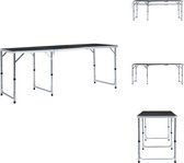 vidaXL Table de camping pliante - Grijs - 180 x 60 x 55/62/70 cm - Légère - Capacité de charge 30-50 kg - Accessoire de chaise de camping