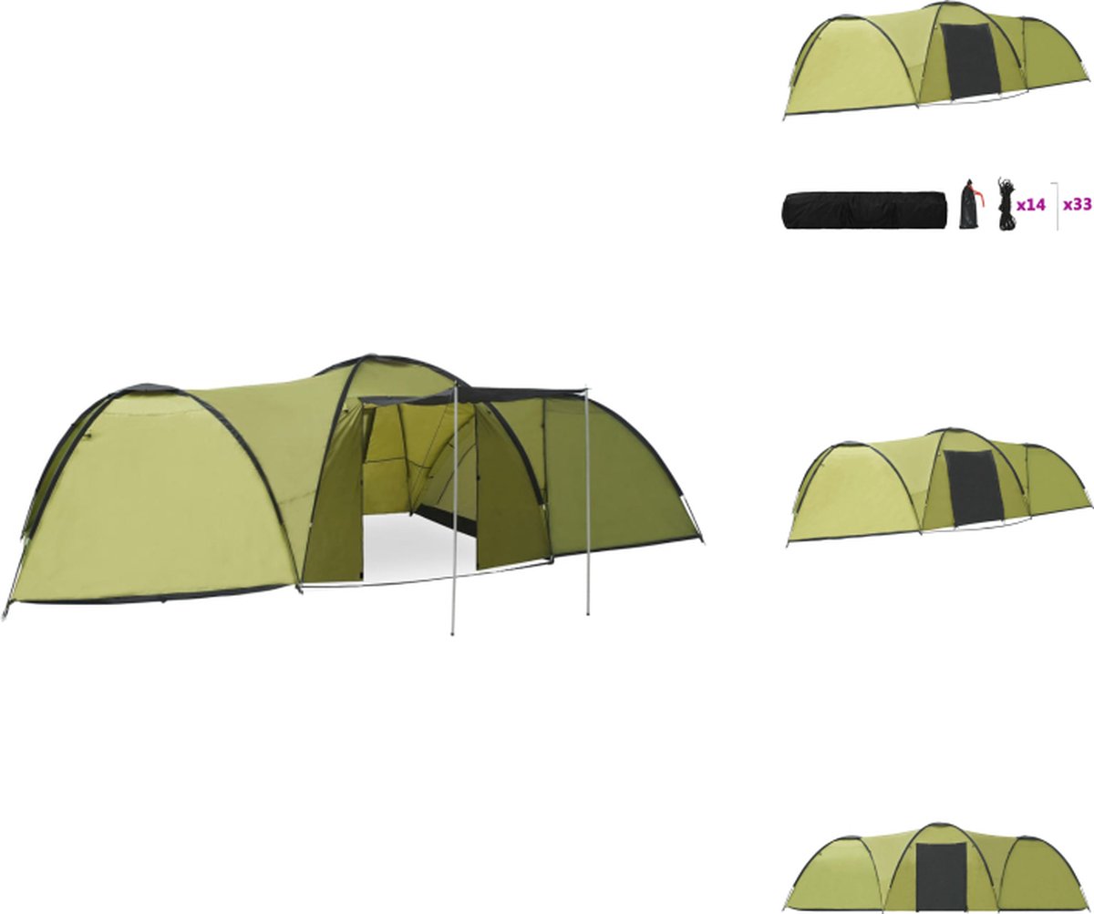 vidaXL Iglotenten - 650 x 240 x 190 cm - Groen - Geschikt voor 8 personen - Tent