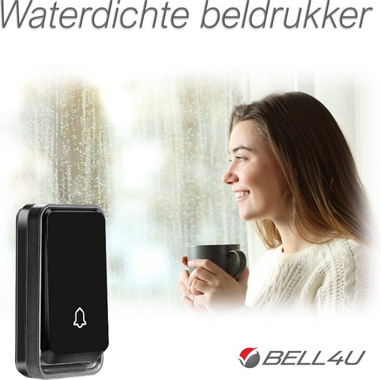 Bell4U Draadloze Deurbel Set - Met 2 Witte Ontvangers en Zwarte Beldrukker - Waterbestendig — afbeelding 2