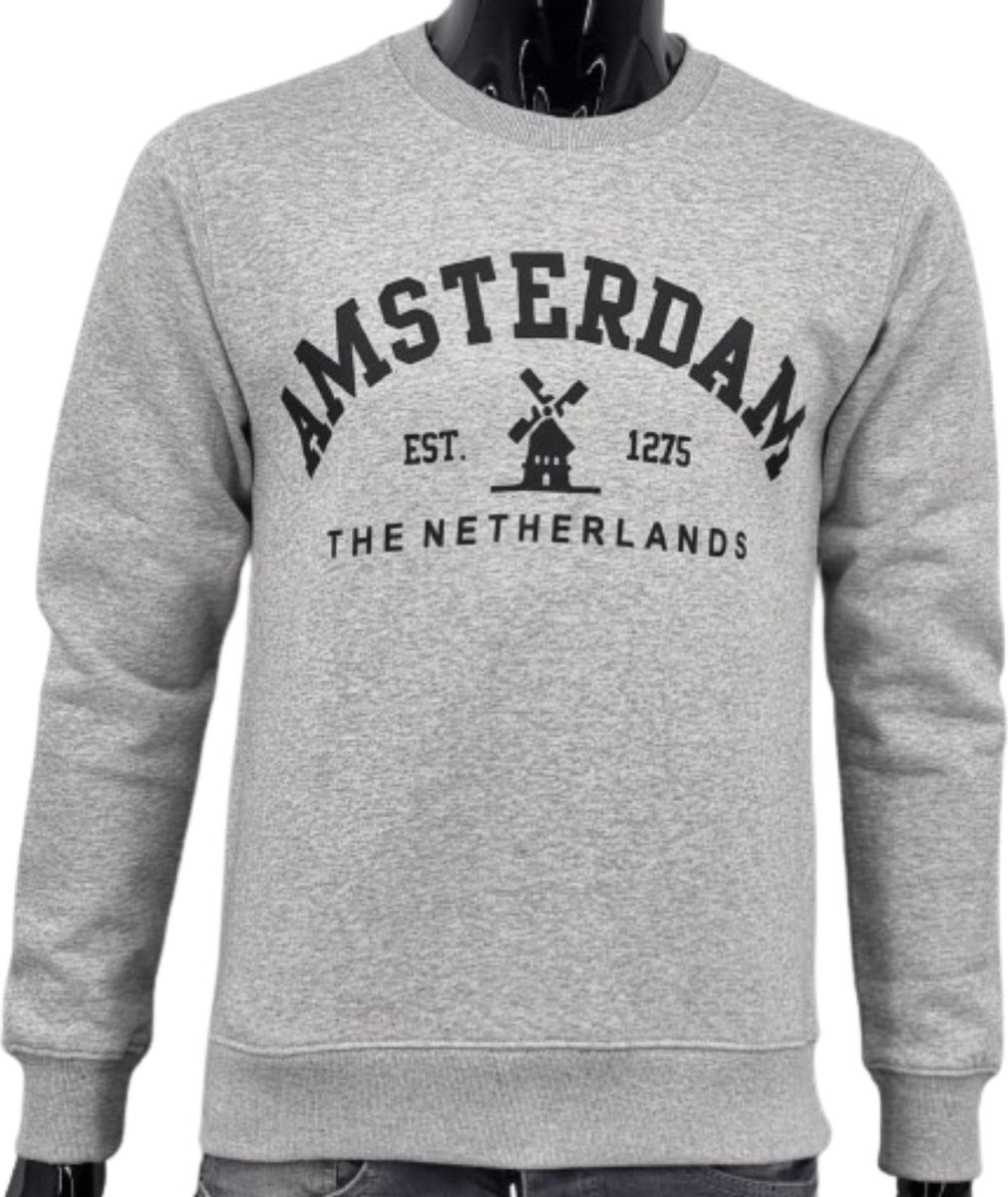 Hitman - Heren Trui - Heren Sweater - Holland Souvenir - Amsterdam Souvenir - Amsterdam Sweater - Grijs - Maat S