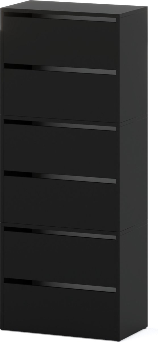 Meubel Square - Schoenenkast STEP - Set van 3 - Mat Zwart - Modulaire schoenenkast zonder handgrepen