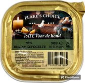 12 x FLAKE'S CHOICE - Kuipje 300 gram - Honden paté - rund & Kip - gestoomd - graanvrij - hondenvoer