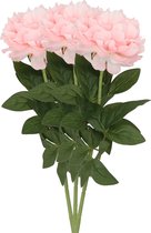DK Design Kunstbloem pioenroos - 3x - licht roze - zijde - 71 cm - kunststof steel - decoratie bloemen