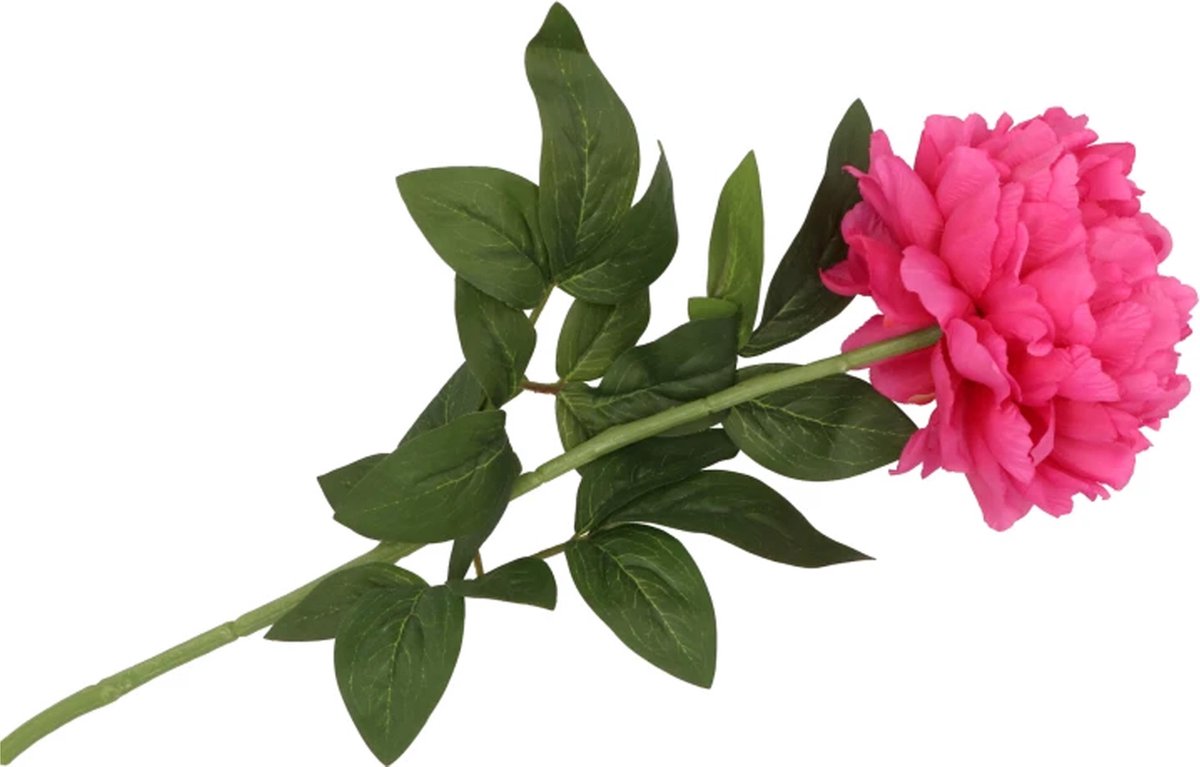 DK design Kunstbloem pioenroos - roze - zijde - 71 cm - kunststof steel - decoratie bloemen