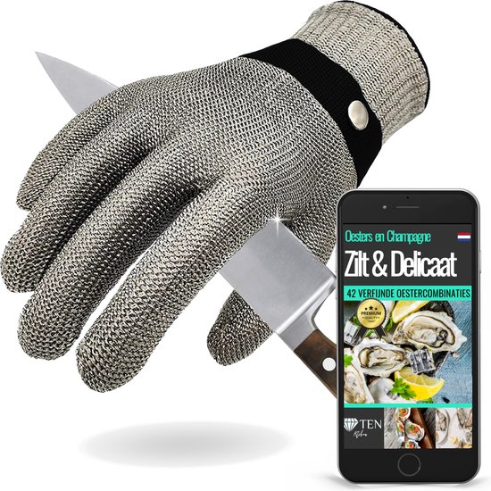 TEN® - Gant à huîtres en acier inoxydable Taille XL avec gant intérieur +  eBook de... | bol