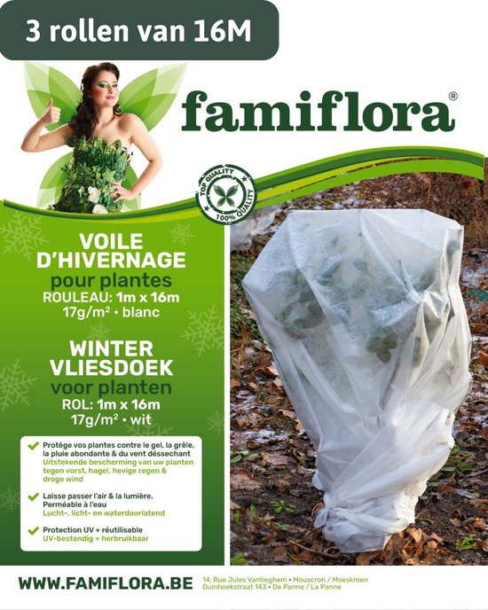 Famiflora Vliesdoek voor planten - Tegen vorst - 3 stuks van 1x16M | bol
