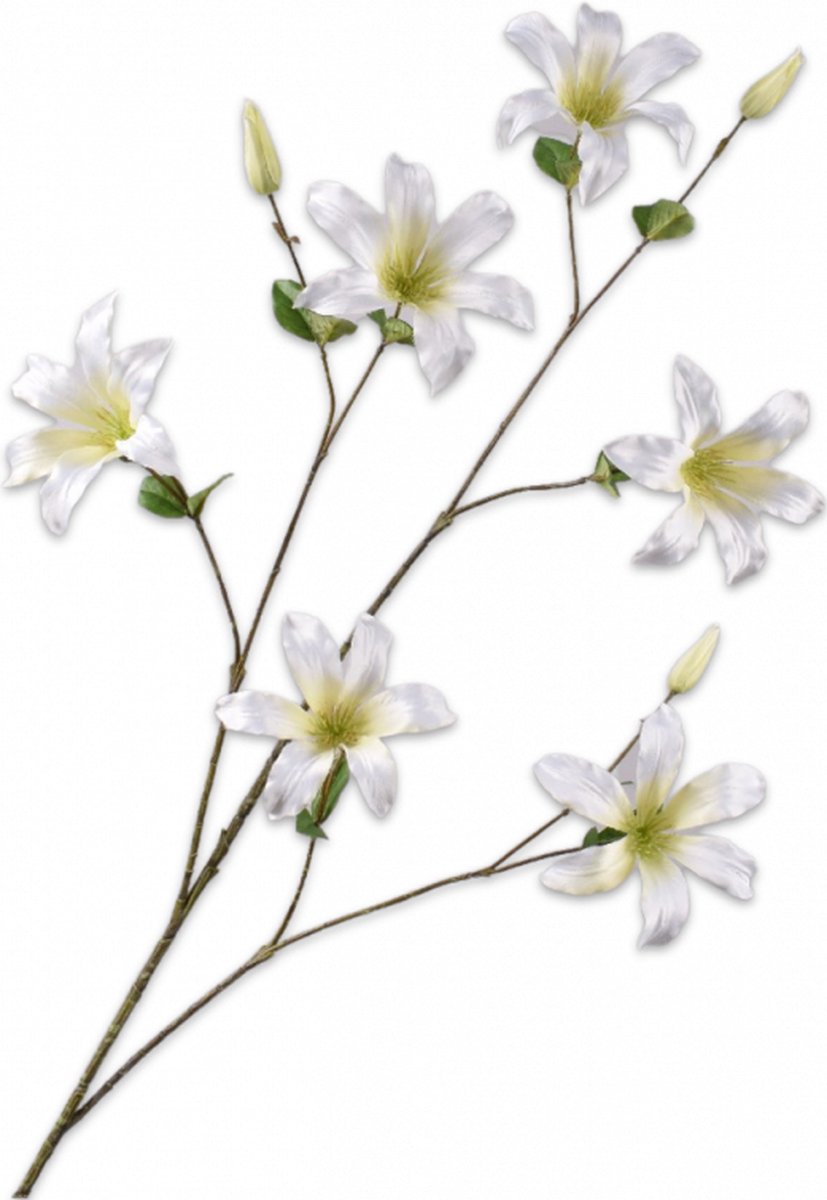 Silk-ka Kunstbloem-Zijden Bloem Clematis Tak Crème 114 cm