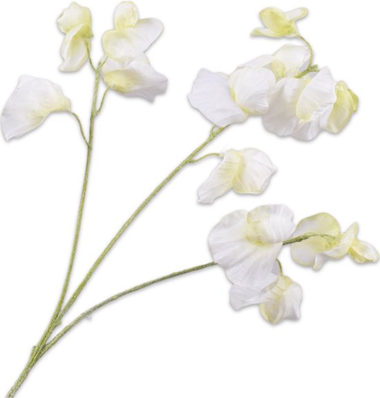 Silk-ka Kunstbloem-Zijden Bloem Lathyrus Tak Crème 66 cm Voordeelaanbod Per 2 Stuks
