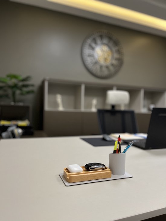 Organiseur de Bureau Furni24 Porte-stylos, Porte-téléphone (10 x 10 x 25 cm, Grijs