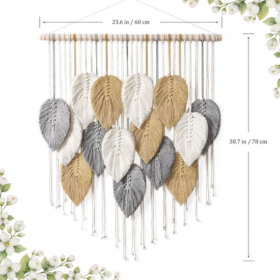 Boho-wandtapijt, macramé wanddecoratie, handgeweven wandtapijt