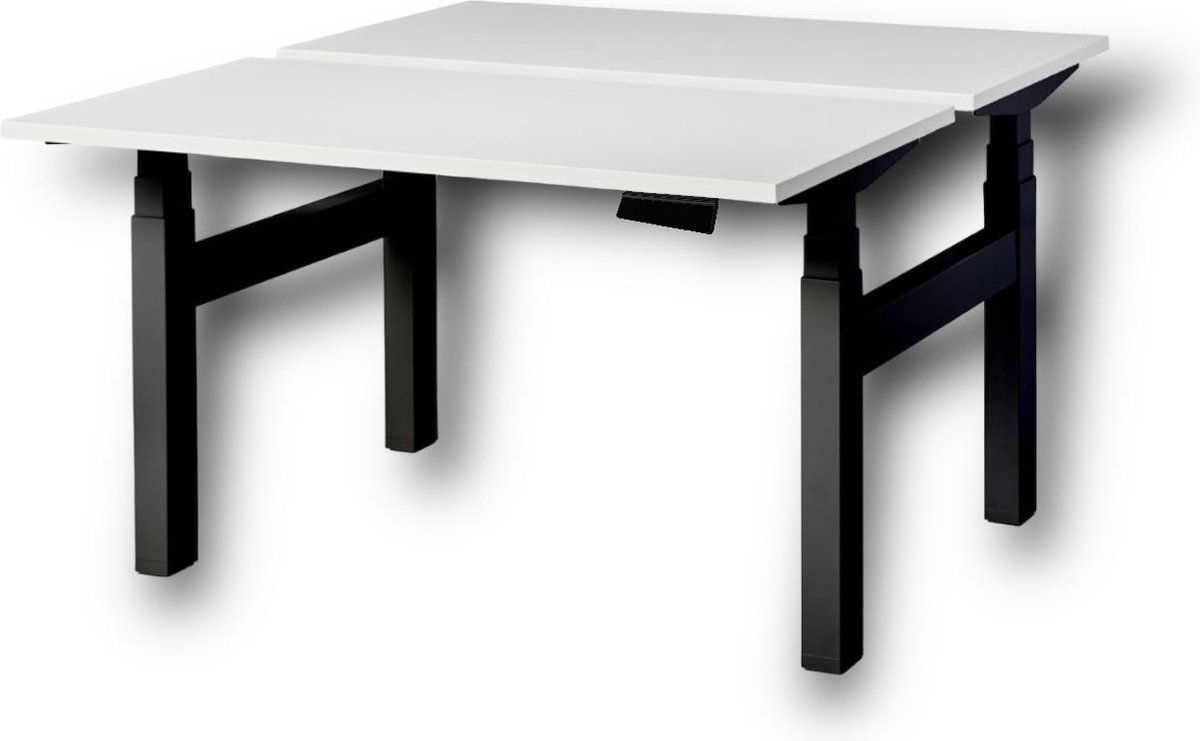 Duo zit sta bureau elektrisch - wit blad - zwart onderstel - 140 x 80 - NIEUW