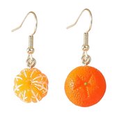 Fako Bijoux® - Boucles d'oreilles - Mandarine Avec Et Sans Peau - Ø15mm - Oranje