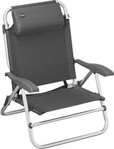 Campout Strandstoel Comfort Beach - 8-standen stoel - Vouwstoel - Compact opvouwbaar - Inklapbaar - Campingstoel - Luchtdoorlatend - Eenvoudig Meenemen - Inclusief Nekkussen en Draagriem - Draagvermogen max. 120 kg - Rugleuning 87 cm - Zwart