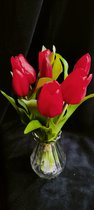 Rode Tulpen | Kunst Tulpen | 31 cm | Rood | 7 stelen | Tulpen | kunstbloemen voor binnen | kunstbloemen die net echt lijken