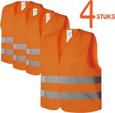 Veiligheidshesjes 4 stuks Oranje - met Reflectie - Veiligheidsvest familiepak - Reflectievest - Veiligheidshesje