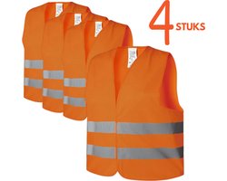 Veiligheidshesjes 4 stuks Oranje - Veiligheidsvest familiepak - Veiligheidshesje