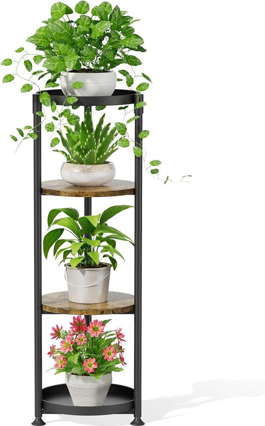 GOPLUS Bloementrap met klimrooster, plantenladder met 3 niveaus
