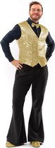 Original Replicas - Glitter & Glamour Kostuum - Paillettenvest Met Strik Golden Boy Man - Goud - XL - Kerst - Verkleedkleding