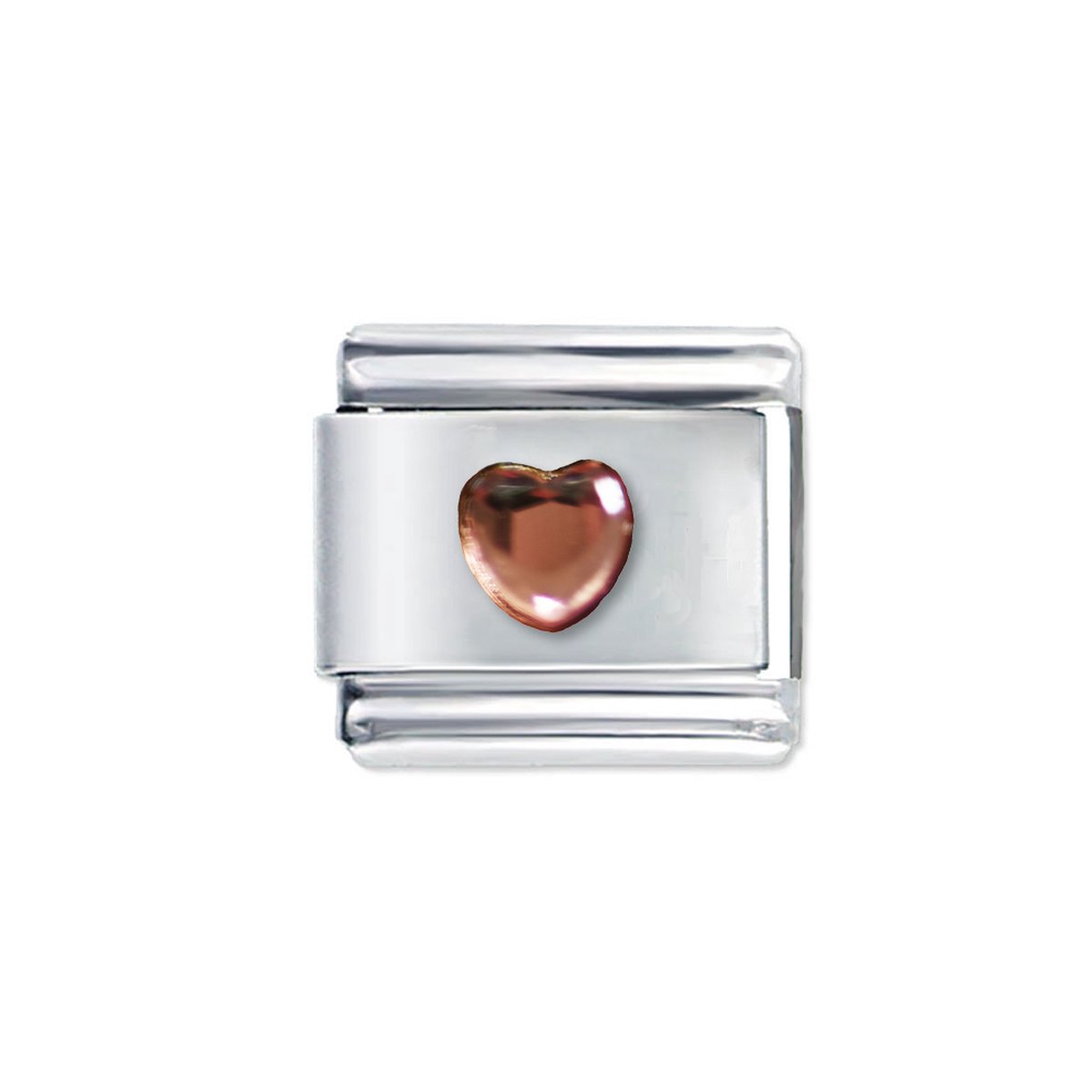Quiges - Schakel - Bedel - 9mm - charms - roze hart - Geschikt voor - armband - Schakelarmband - italy bedels armband