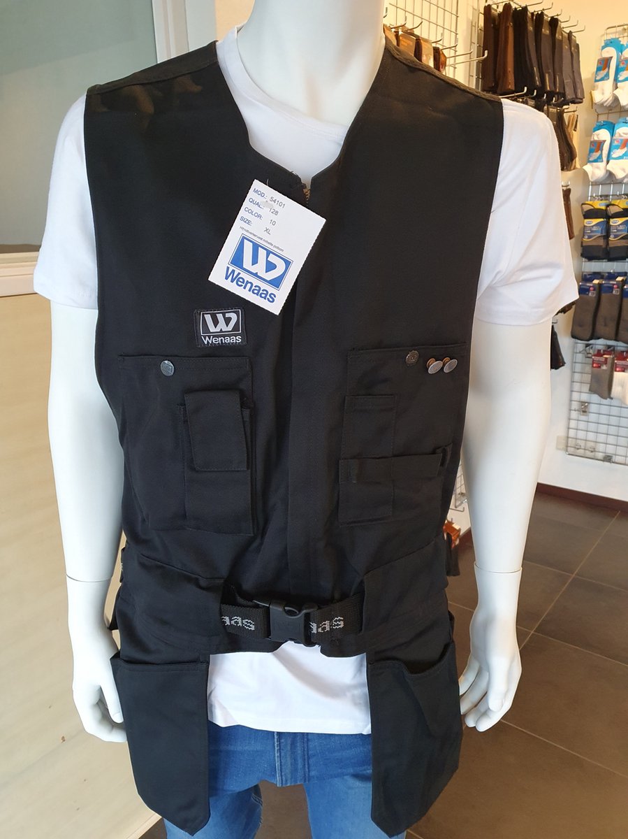Wenaas - Professioneel Gereedschapsvest | Werkvest | Toolvest - Polykatoen 245g/m2 - Zwart maat L