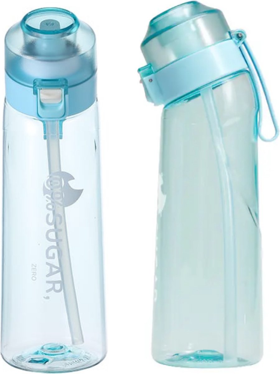 Geurwater Drinkfles ReNew - 650ml Blauw - Inclusief 2 Air Pods - BPA vrij – Tritan – Vegan – 0% Suiker - Water Up - Met Schoonmaakborstel – Beginnerskit – Met Rietje – Smaak