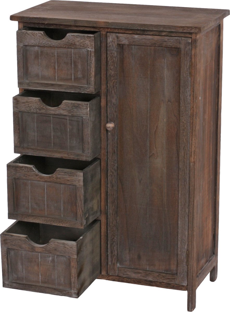 Cosmo Casa Ladenkast - Kast Ladencommode - Shabby - Look Vintage 82x55x30cm - Bruin