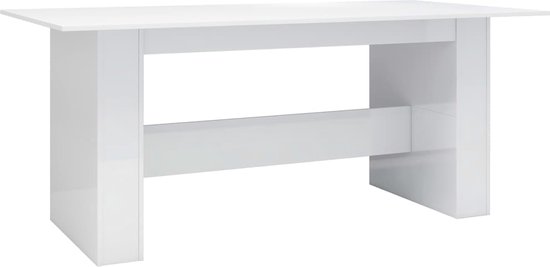 vidaXL - Eettafel - 180x90x76 - cm - bewerkt - hout - hoogglans - wit