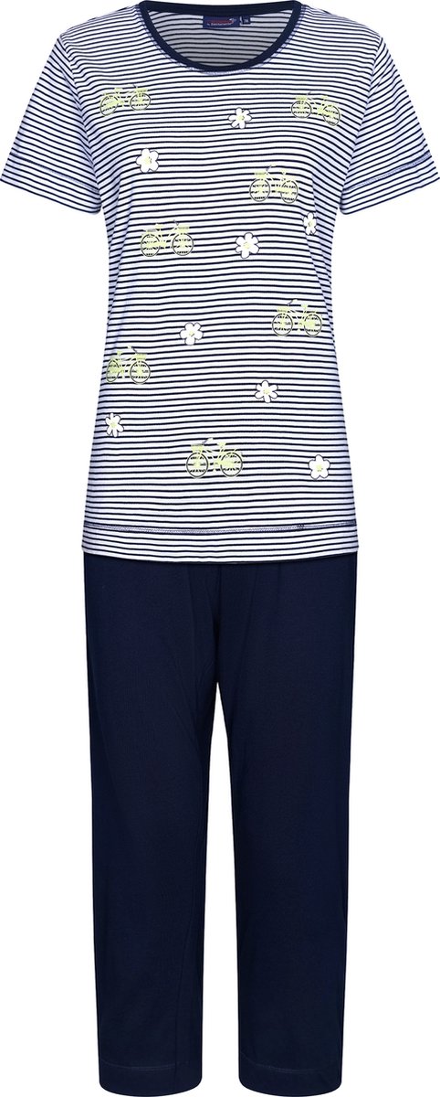 Rebelle Dames Pyjamaset Flower Ride - Blauw/Wit - Katoen