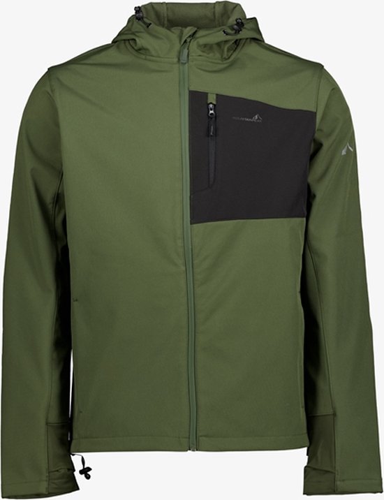 Mountain Peak heren softshell jas groen zwart - Maat L - Met capuchon - Ritssluiting