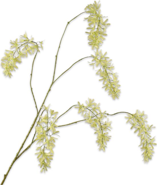 Silk-ka Fleur Artificielle Bloem en Glycine Branche de Glycine Vert-Crème 133 cm