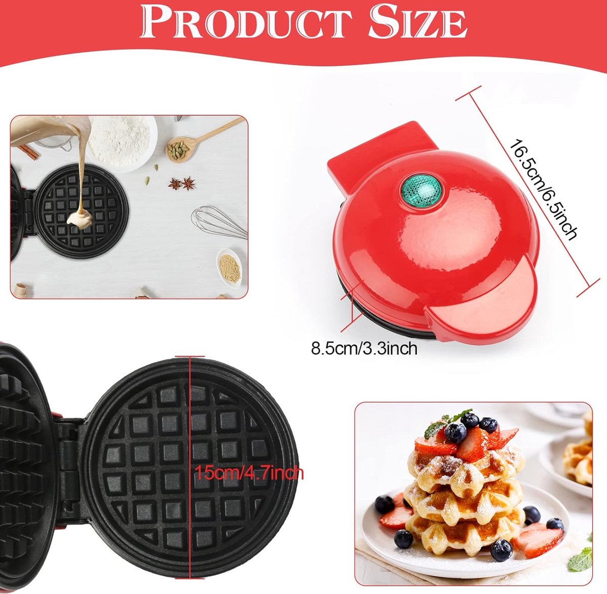 Bestron Mini-wafelijzer voor klassieke wafels, kleine wafelmaker met antiaanbaklaag, voor kinderverjaardagen, familiefeesten, Pasen of Kerstmis, retro design, kleur: lila mat