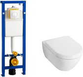 Villeroy & Boch Subway 2.0 Compact Toiletset - softclose -Wisa XS inbouwreservoir - Argos bedieningspaneel - wit