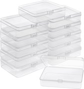 Belle Vous Klein Helder Plastic Opslag Dozen Containers met Scharnier Deksels (12 Pak) – L11,2 x B8,3 x H2,8cm – Mini Doosjes Voor Pillen, Kralen, Sieraden & Hobby Items