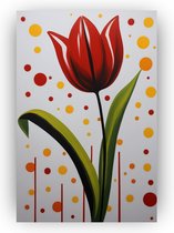 Tulp Yayoi Kusama stijl - Kusama wanddecoratie - Schilderijen tulp - Moderne schilderijen - Schilderijen op canvas - Muurdecoratie - 50 x 70 cm 18mm
