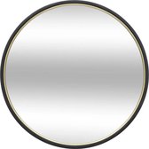 Atmosphera Miroir/miroir mural - rond - Dia 48 cm - métal/verre - noir - bord intérieur doré