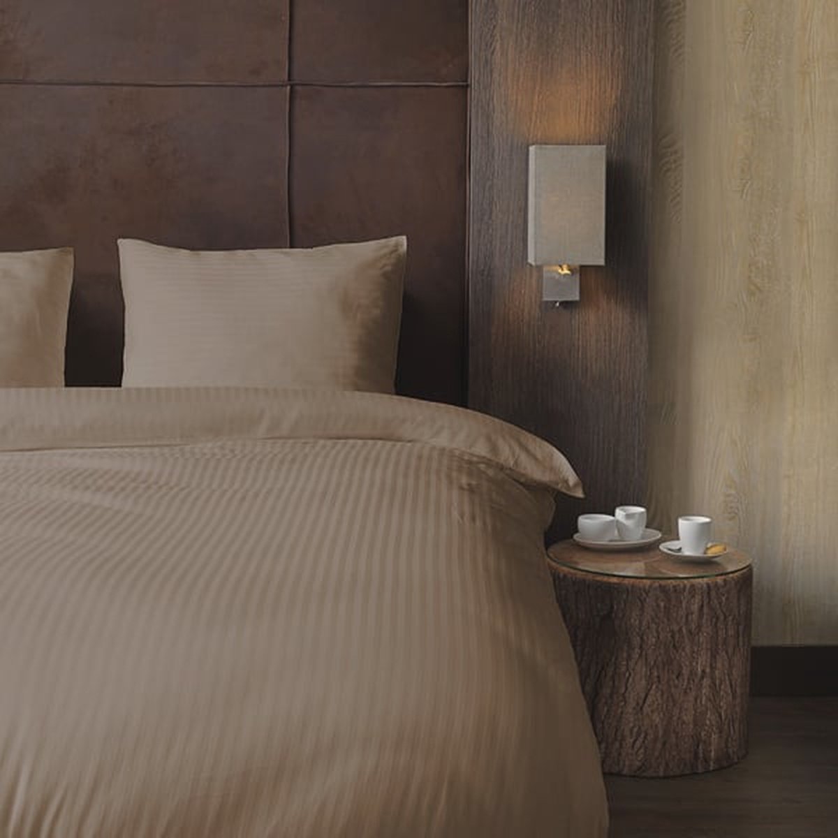 Beau Maison Hotellinnen Taupe Katoen Satijn 200x200/220 cm + 2 kussenslopen