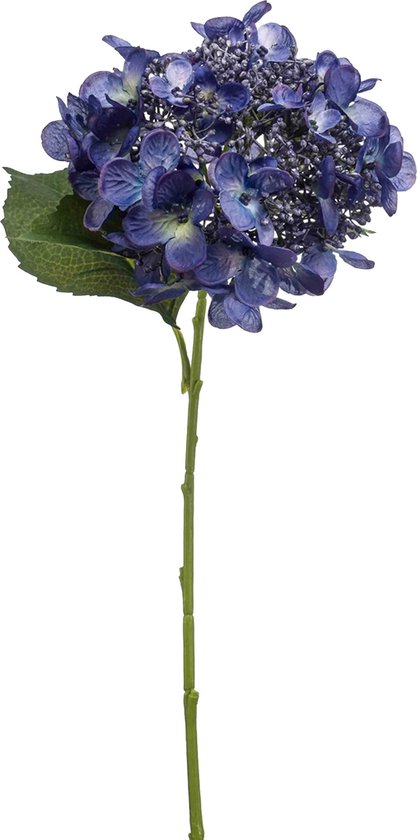 Emerald Kunstbloem hortensia tak - 50 cm - donker blauw - kunst zijdebloem - Hydrangea - decoratie