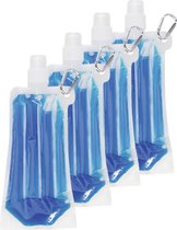 Gourde/gourde d'eau - 4x - bleue - rechargeable - avec liquide de refroidissement - 400 ml - festival/ outdoor