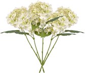 Emerald Kunstbloem hortensia tak - 5x - 50 cm - wit - kunst zijdebloem - Hydrangea - decoratie bloem