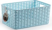Plasticforte Opbergmand - Kastmand - rotan kunststof - lichtblauw - 10 Liter - 22 x 33 x 16 cm