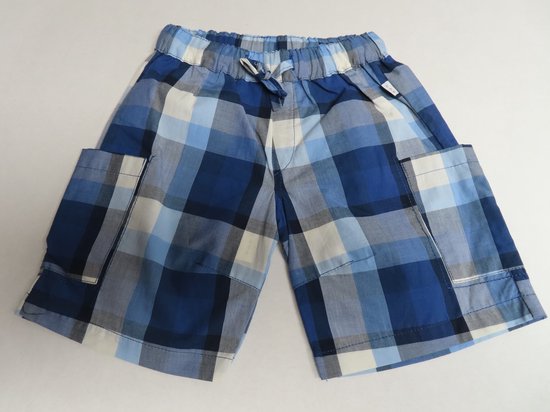 Korte broek - Short - Geruit - Blauw /wit - 3 jaar 98