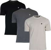 3-Pack Donnay T-shirt (599008) - Sportshirt - Heren - Black/Charcoal-marl/Sand (562) - maat L
