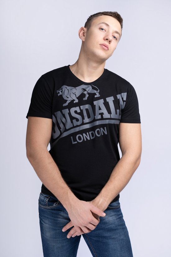 Lonsdale T-Shirt Symondsbury T-Shirt schmale Passform Black/Grey-XL