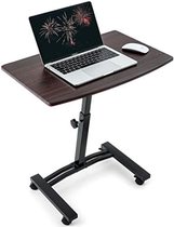 Laptoptafel Op Wielen - Bijzettafel Op Wielen - Laptoptafel Op Wielen Verstelbaar - Bedtafeltje Met Wielen - Bedleestafel - Zwart