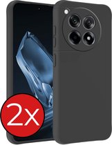 Hoesje Geschikt voor OnePlus 12R Hoesje Siliconen Case Hoes - Hoes Geschikt voor OnePlus 12R Hoes Cover Case - Zwart - 2 PACK