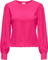 Jacqueline de Yong T-shirt Jdyelanor L/s Woven Sleeve Top Jrs 15317948 Fuchsia Purple Dames Maat - XS